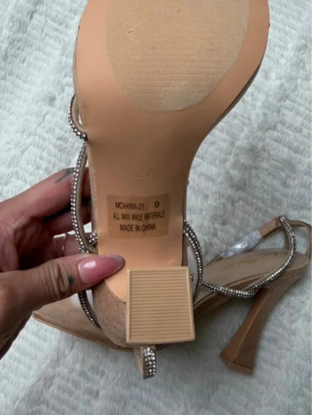 Cathy Din Nude Rhinestone Strappy Heels – Size 9 – New
